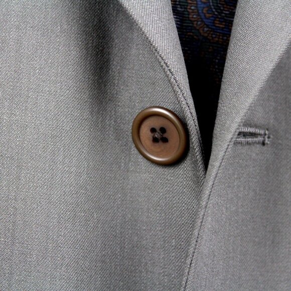 Calvin Klein Blazer 44R Wool Gray 3-Button cK Logo Made in Canada Vintage - Picture 3 of 10